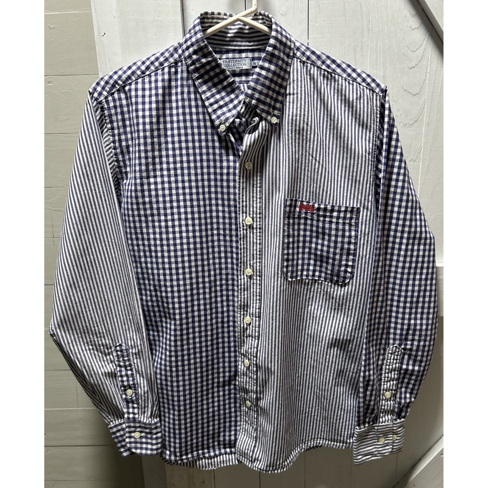 Fraternity Collection Button Down Shirt Men's Size M Blue/White Made in USA
